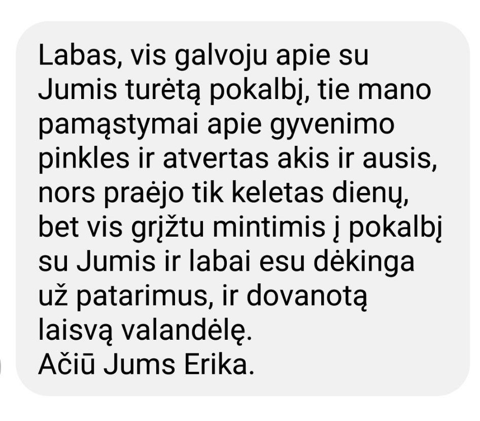 Atsiliepimas apie nemokamą diagnostinį pokalbį su Erika Karta
